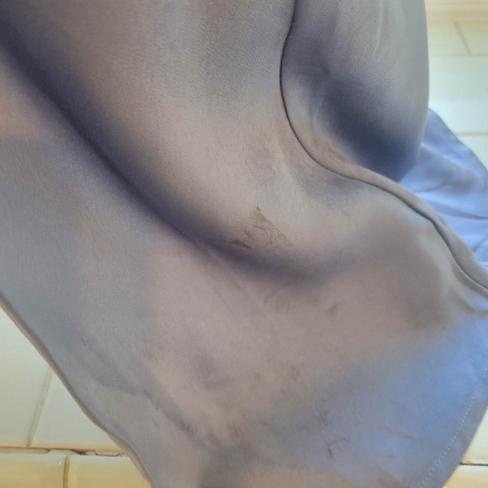 ASTR Dusty Blue Satin Dress With Rushing Side Detail Size Large - Picture 5 of 10